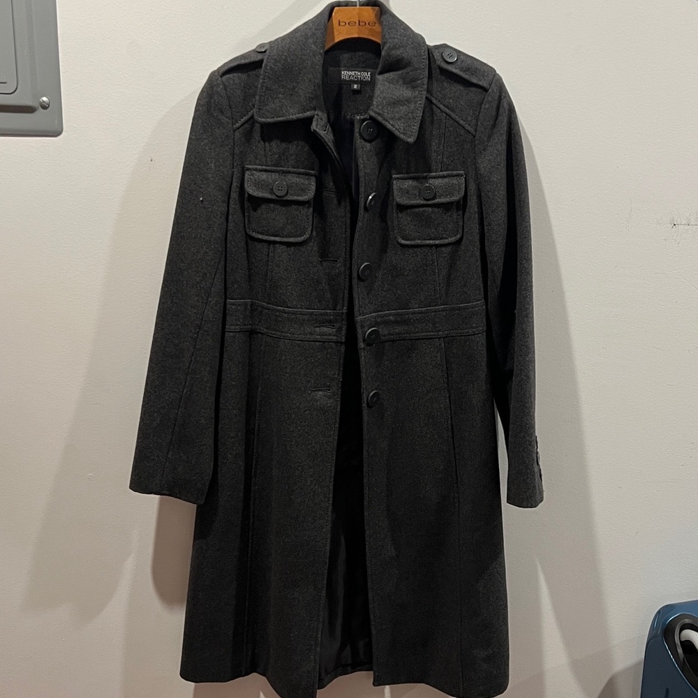 Kenneth Cole Reaction Charcoal Button-Up Coat